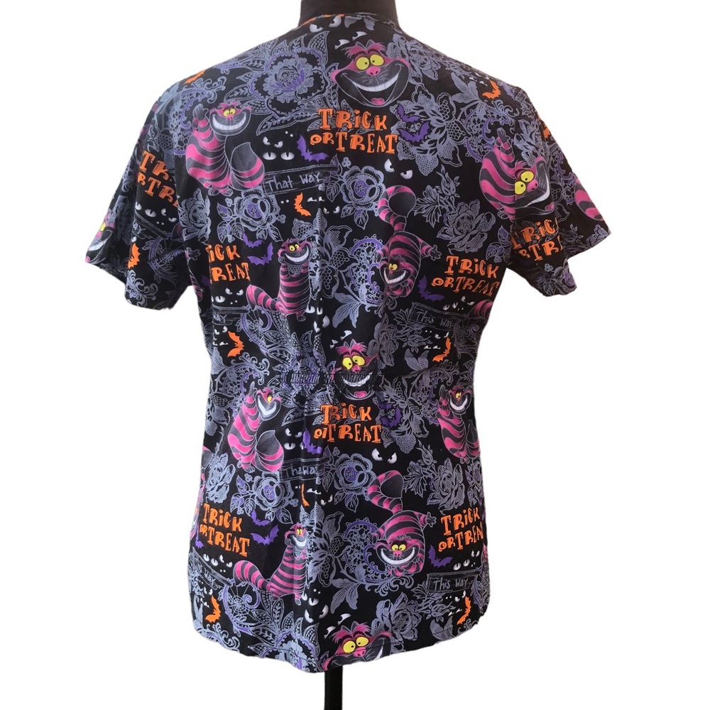 Disney Chesire Cat Halloween Scrub Top size XS - Picture 6 of 12